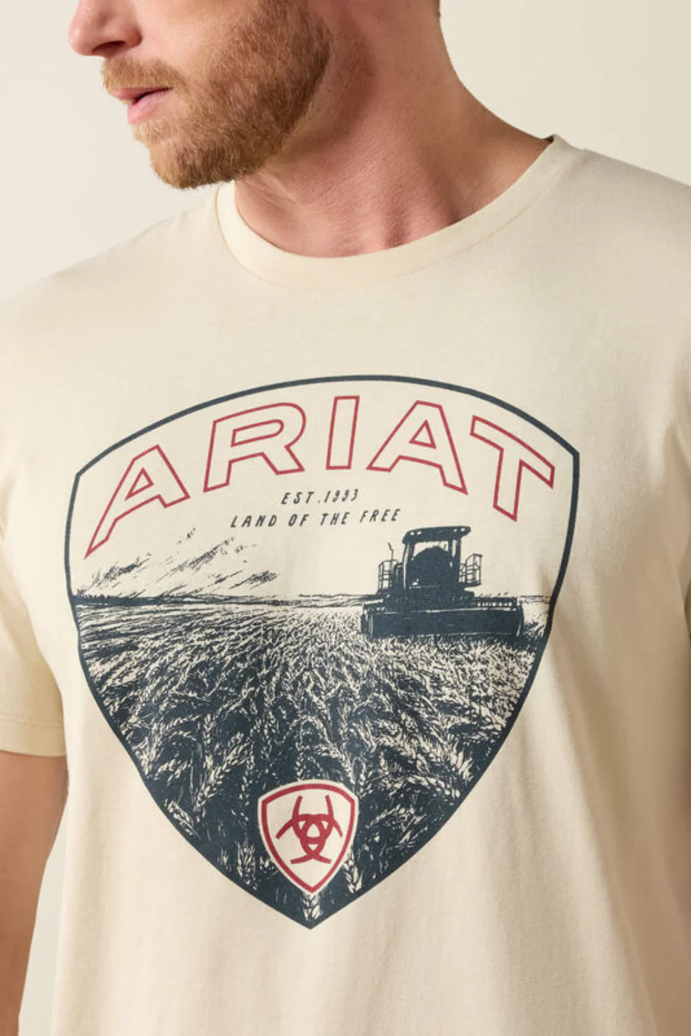 Ariat Land Of Free Farm T-Shirt for Men in Natural | 10071190-NATURAL - Image 2