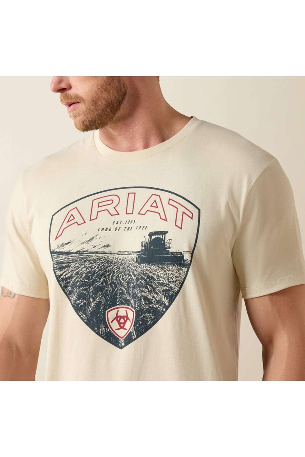 Ariat Land Of Free Farm T-Shirt for Men in Natural | 10071190-NATURAL - Image 5