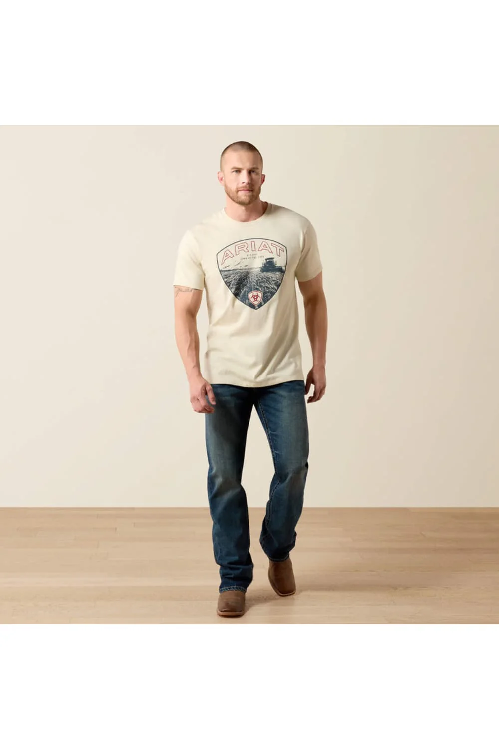 Ariat Land Of Free Farm T-Shirt for Men in Natural | 10071190-NATURAL - Image 6