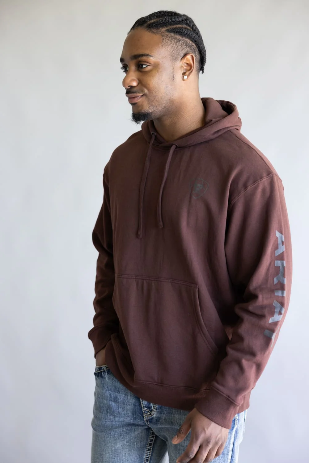 Ariat Logo Hoodie for Men in Deep Mahogany | 10065839-DEEP MAHOGANY - Image 2