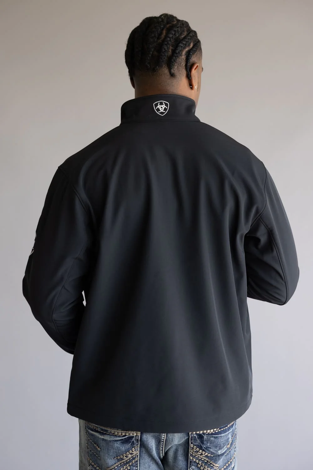 Ariat Logo Softshell Jacket for Men in Black | 10062578-BLK - Image 3