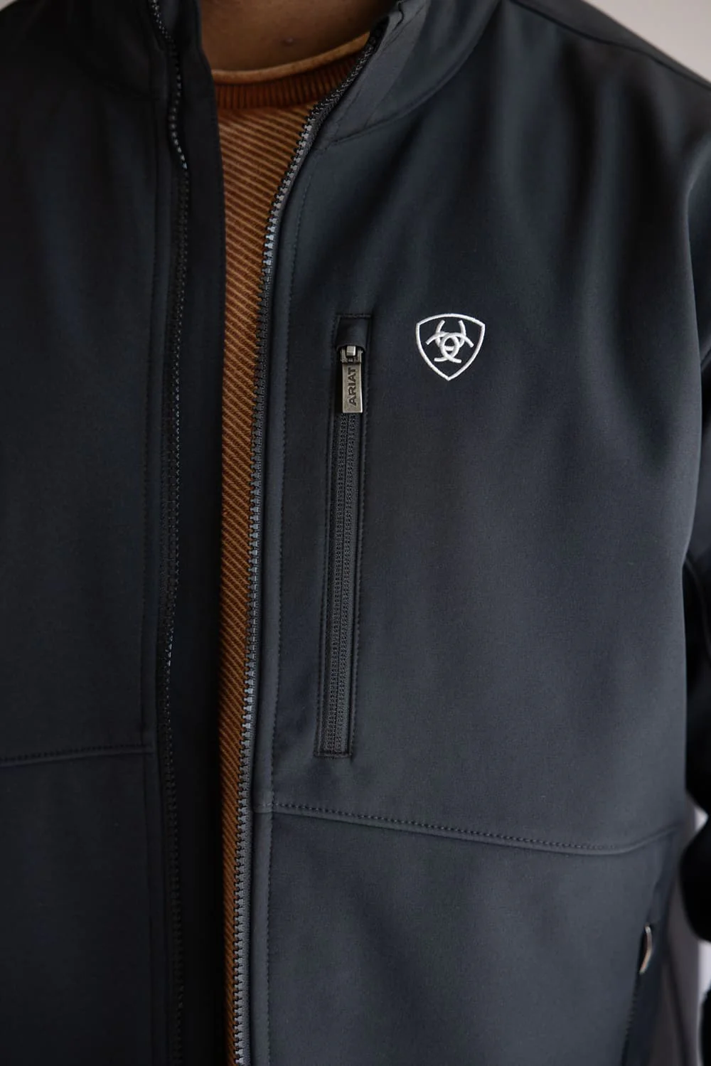 Ariat Logo Softshell Jacket for Men in Black | 10062578-BLK - Image 4