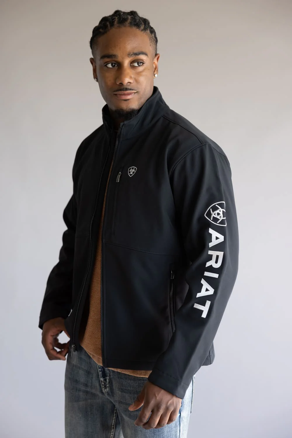 Ariat Logo Softshell Jacket for Men in Black | 10062578-BLK - Image 6