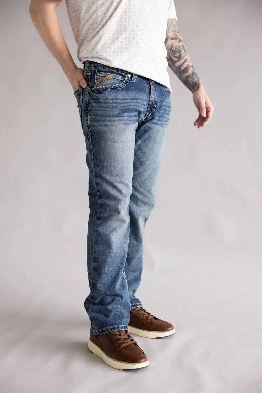 Ariat M4 Shoreway Dakota Relaxed Fit Straight Leg Jeans for Men | 10032086 17.5 LEG - Image 3