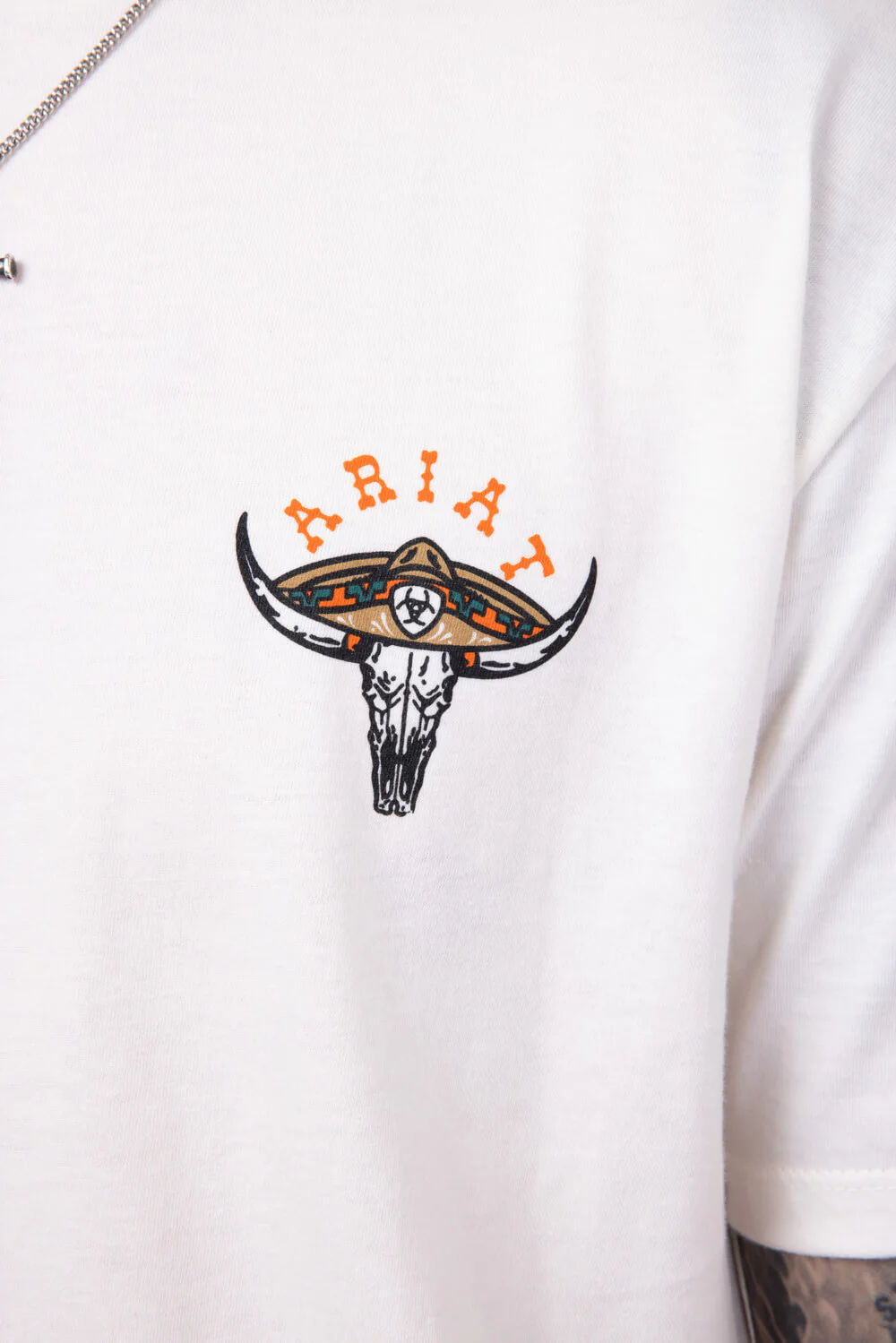 Ariat Mexicali Steerhead T-Shirt for Men in White | 10054829-ANTIQUEWHITE - Image 3