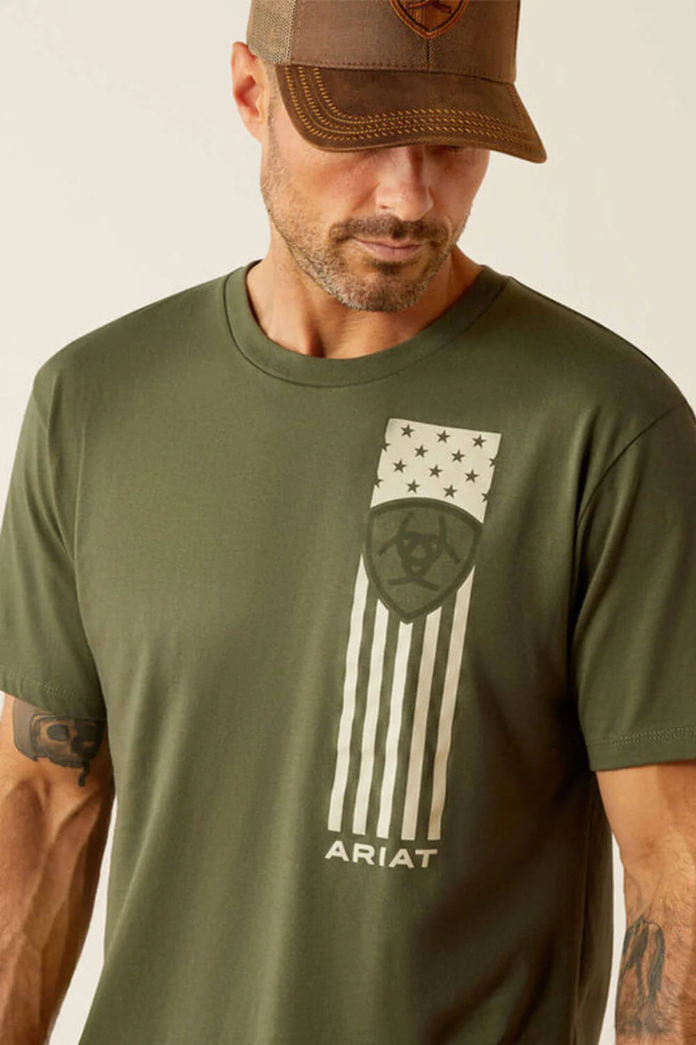 Ariat Patriot Stripe T-Shirt for Men in Green | 10054833-SURPLUSGREEN - Image 3