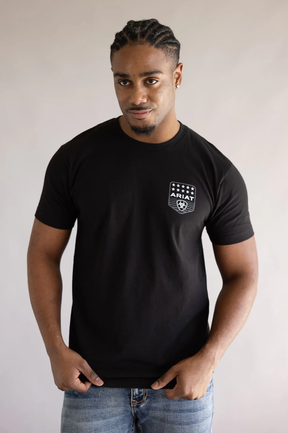 Ariat Patriotic Badge T-Shirt for Men in Black  | 10073966-BLACK - Image 2