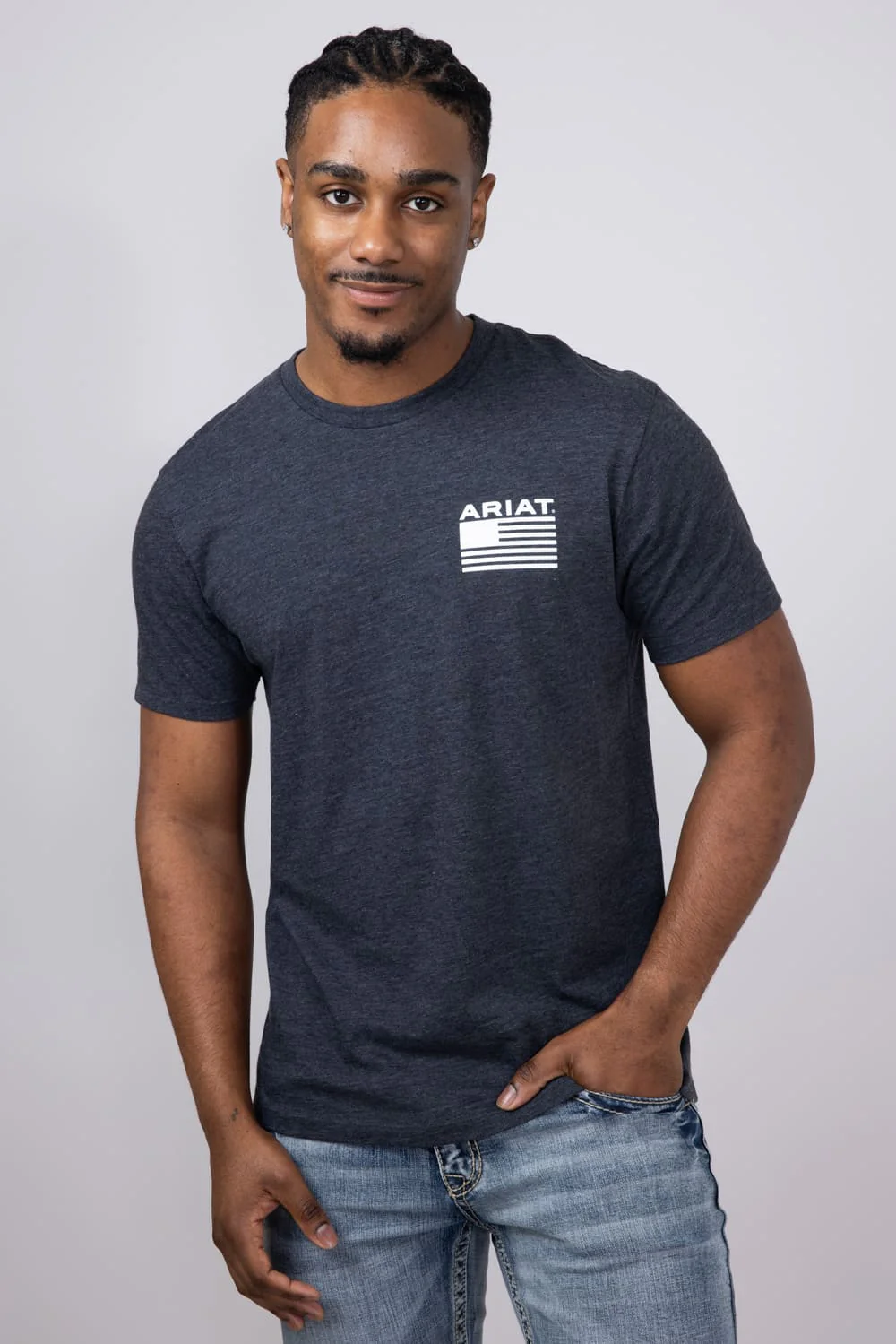 Ariat RWB T-Shirt for Men in Charcoal Heather | 10054771-CHARCOAL - Image 2