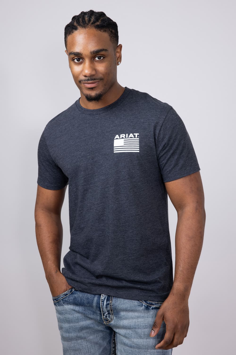 Ariat RWB T-Shirt for Men in Charcoal Heather | 10054771-CHARCOAL - Image 4