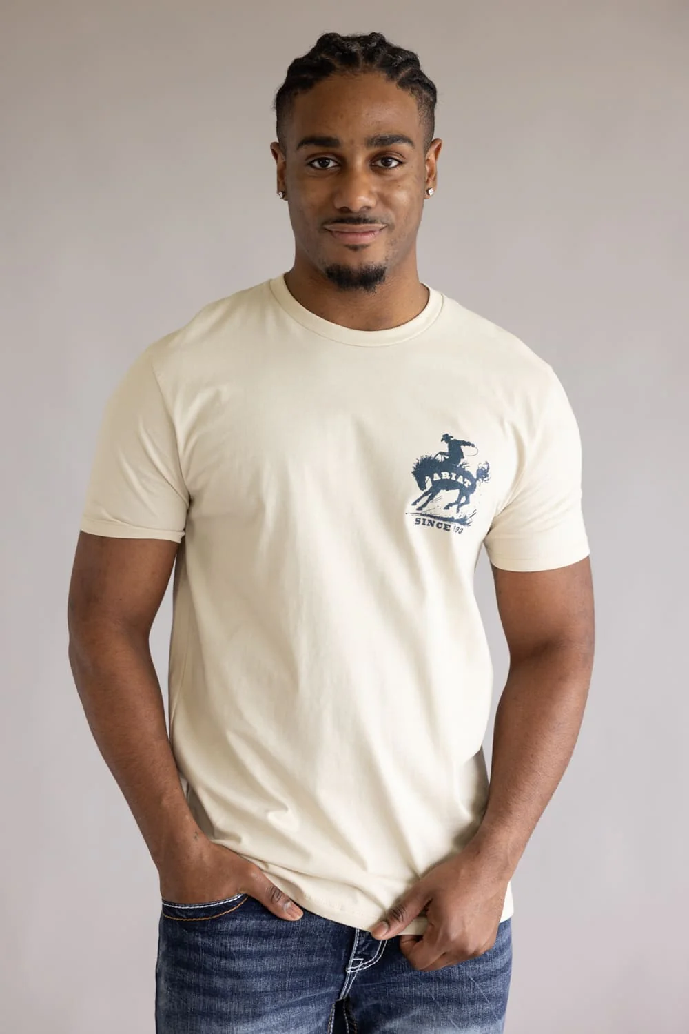 Ariat Split Freedom Painted T-Shirt for Men in Soft Silt | 10071200-NATURAL - Image 2