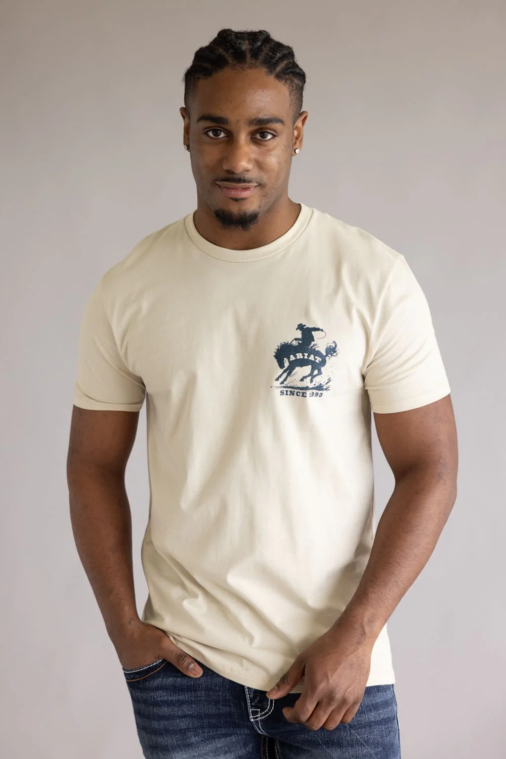 Ariat Split Freedom Painted T-Shirt for Men in Soft Silt | 10071200-NATURAL - Image 4