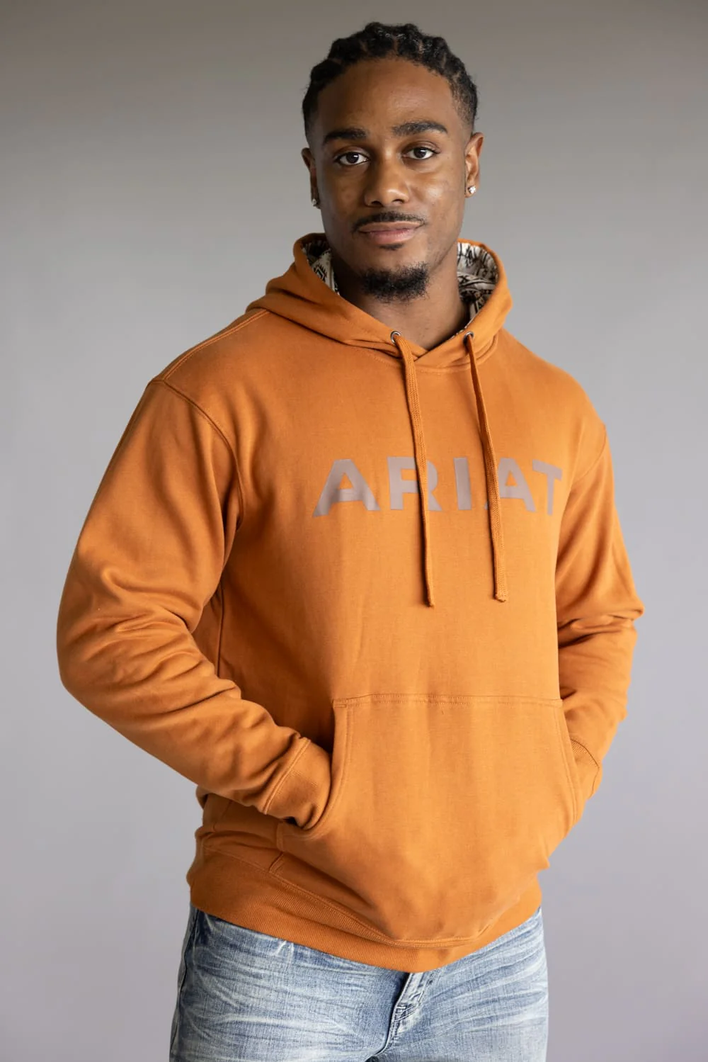 Ariat Stitch Shield Logo Hoodie for Men in Adobe Orange | 10062493-ADOBE - Image 4