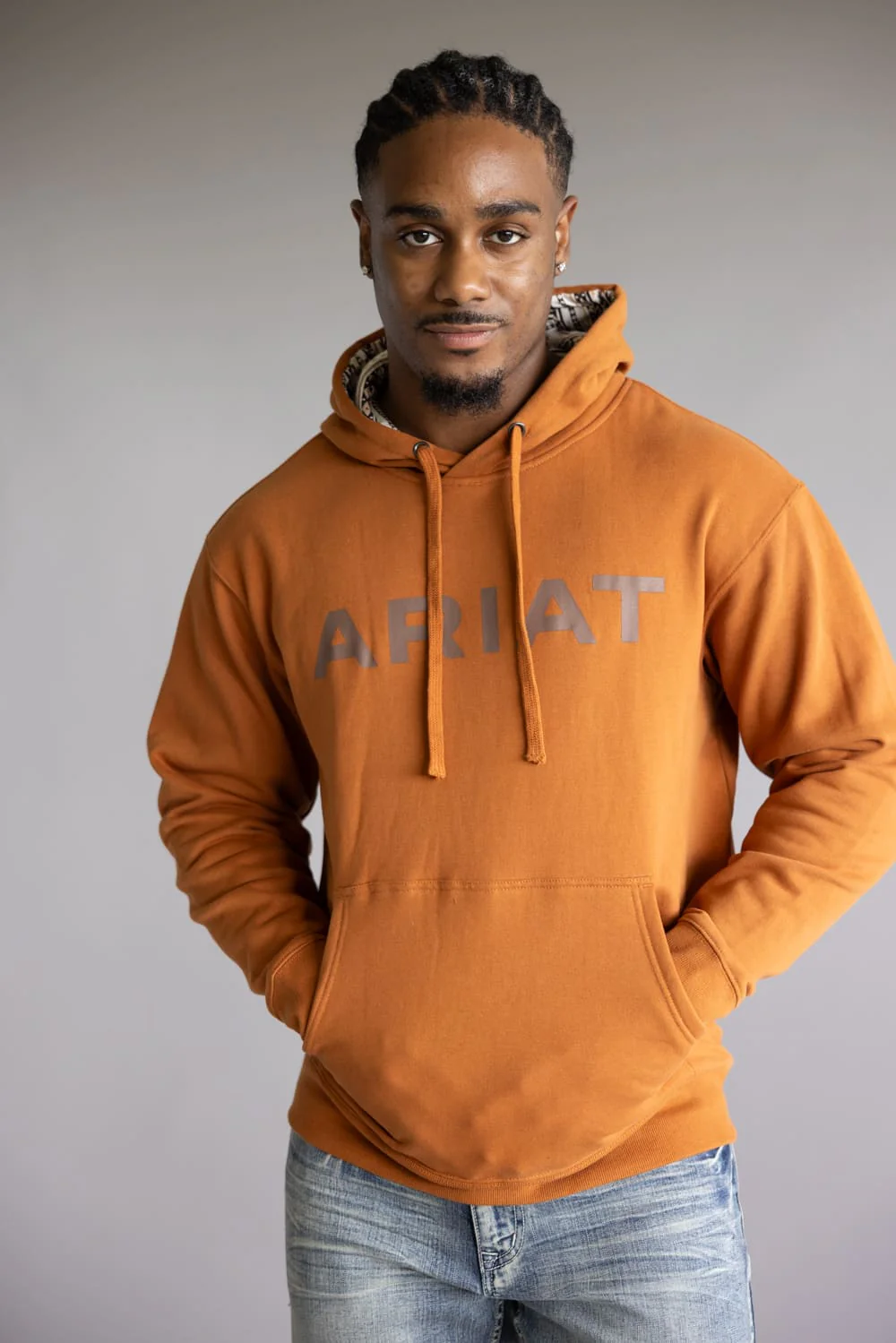 Ariat Stitch Shield Logo Hoodie for Men in Adobe Orange | 10062493-ADOBE - Image 5