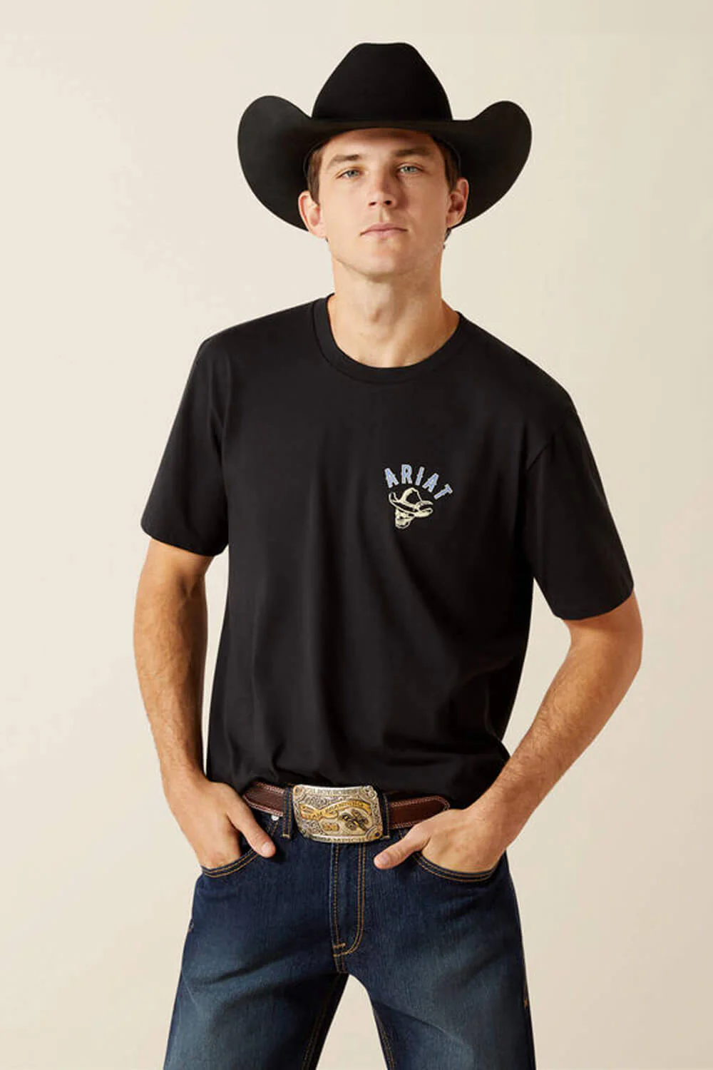 Ariat Stitched Skull T-Shirt for Men in Black | 10062423-BLACK - Image 2