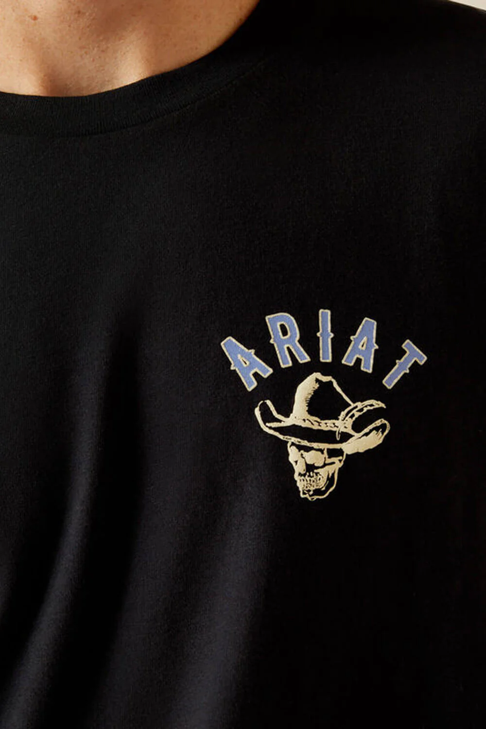 Ariat Stitched Skull T-Shirt for Men in Black | 10062423-BLACK - Image 3