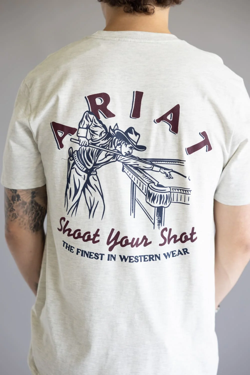 Ariat Straight Shooter T-Shirt for Men in Oatmeal | 10062412-OATMEAL - Image 3