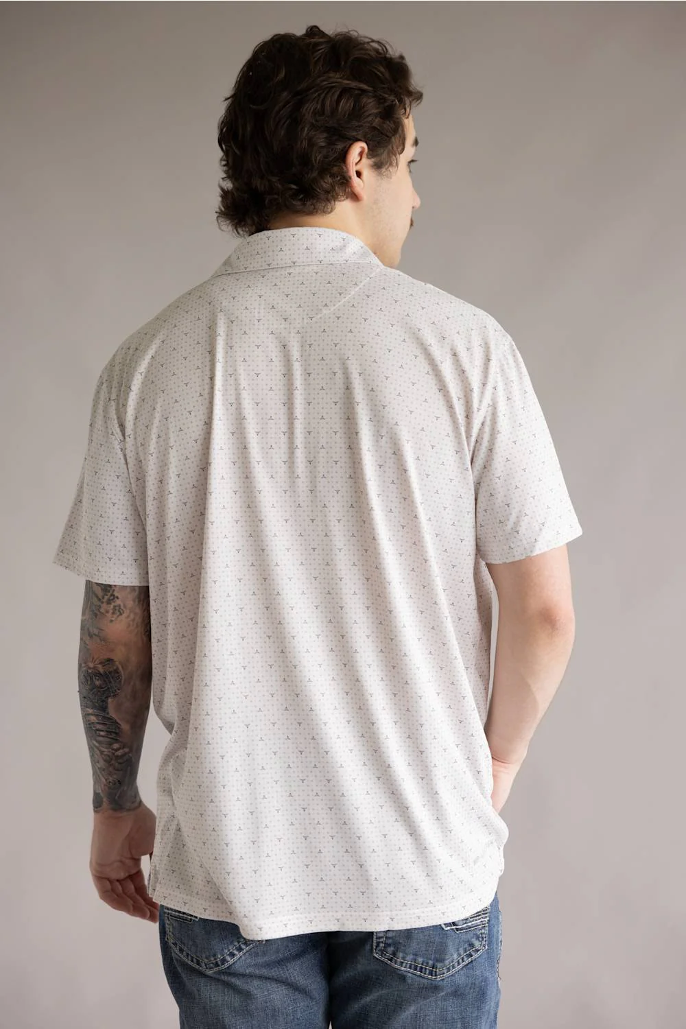 Ariat Tek Printed Polo Shirt for Men in White | 10071496-MOONBEAM STEER PRINT - Image 3
