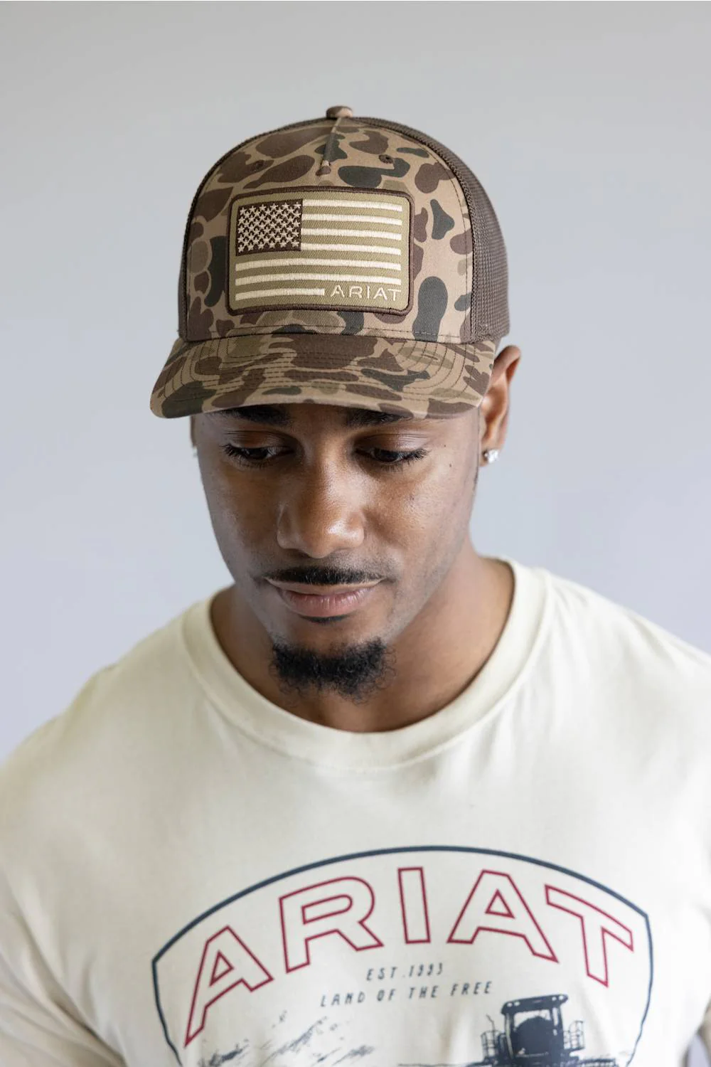 Ariat USA Flag Logo Cap for Men in Brown Camo | A300089802 - Image 2