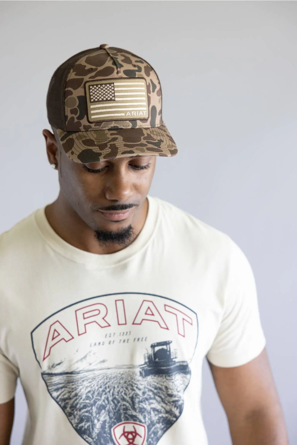 Ariat USA Flag Logo Cap for Men in Brown Camo | A300089802 - Image 4