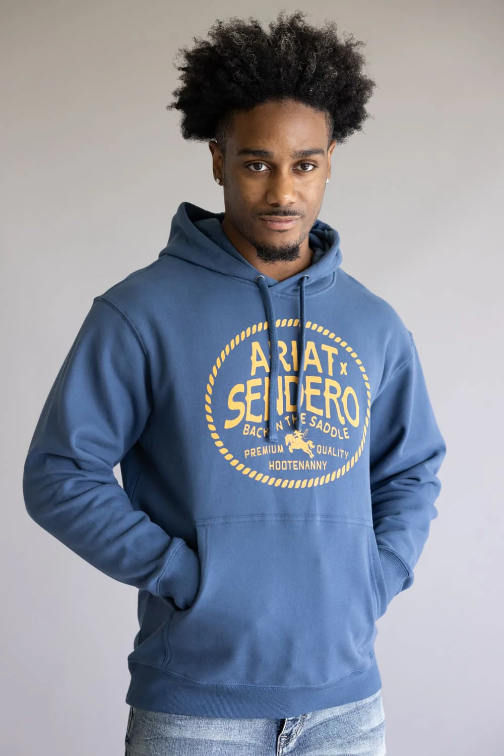 Ariat x Sendero Back In The Saddle Hoodie for Men in Dark Denim | 10062505-DKDENIM - Image 4