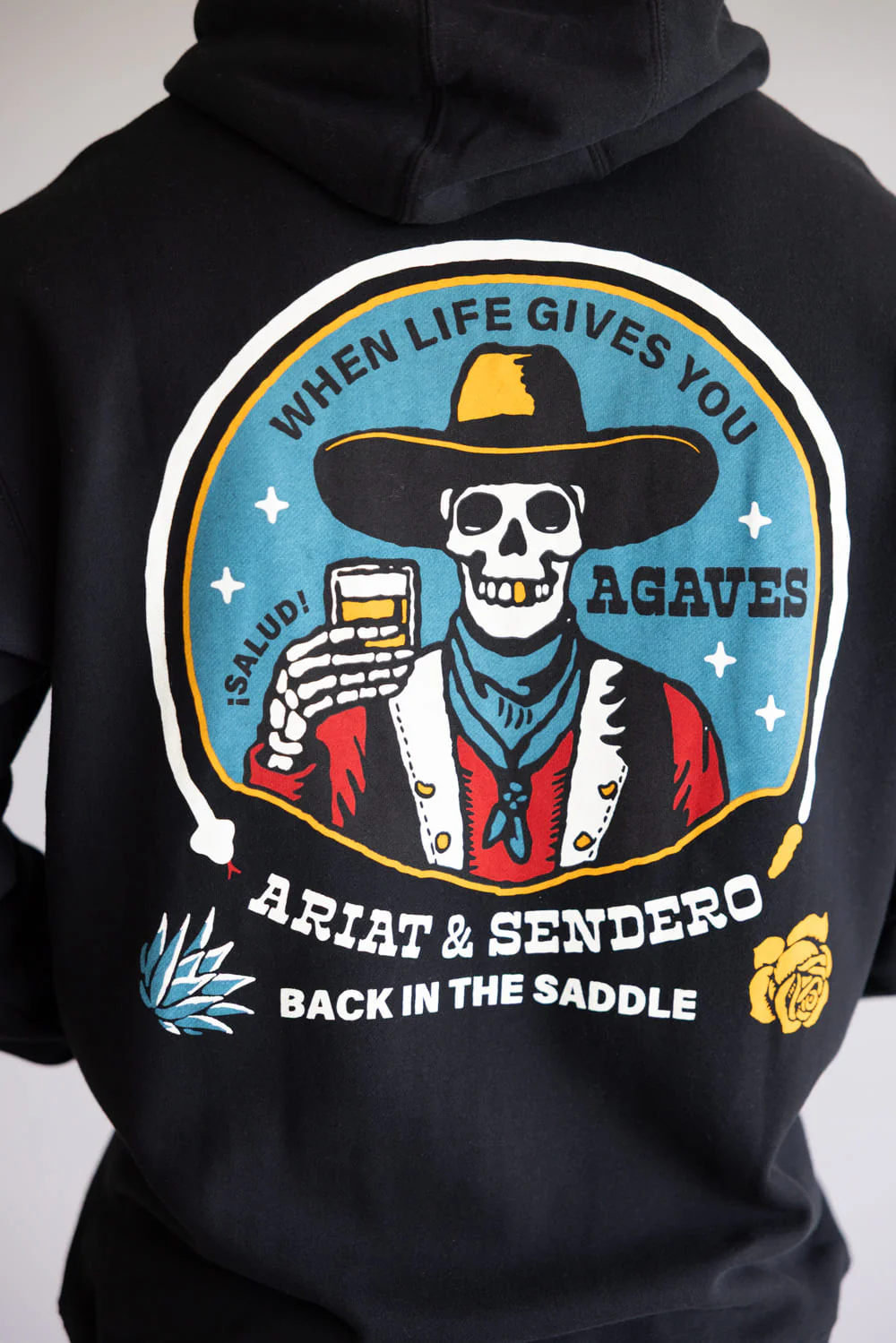 Ariat x Sendero Senor Agave Horses Hoodie for Men in Black | 10062504-BLK - Image 3