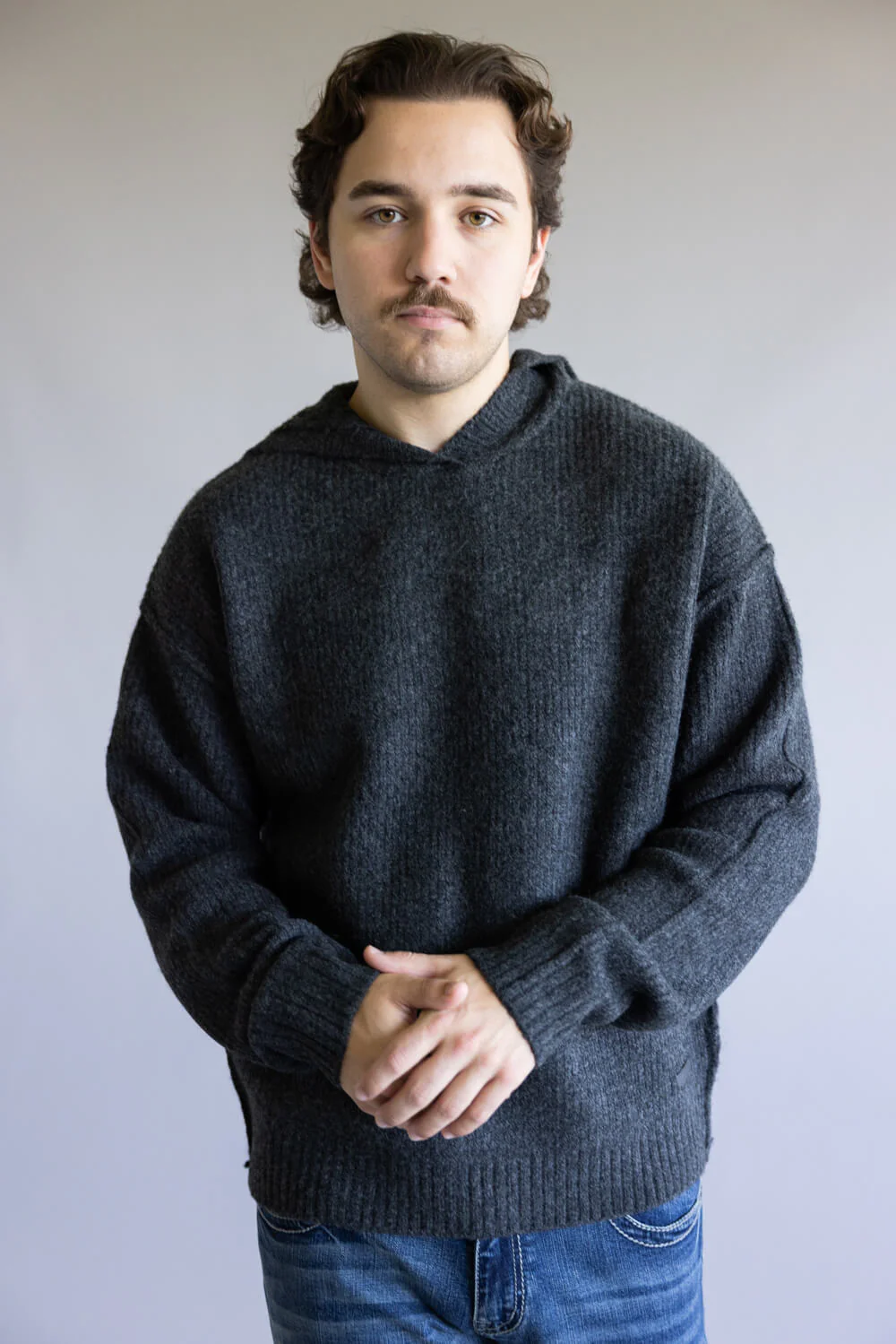 Avery Hooded Sweater for Men in Dark Charcoal  | MCW-177-DKCHARCOAL - Image 4