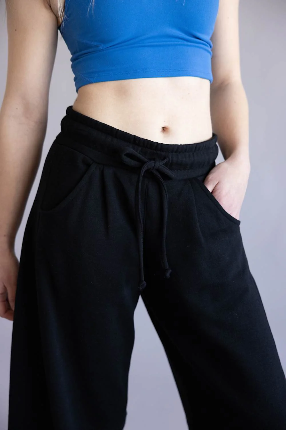 Baggy Barrel Fleece Sweatpants for Women in Black | PA2200-BLACK - Image 3