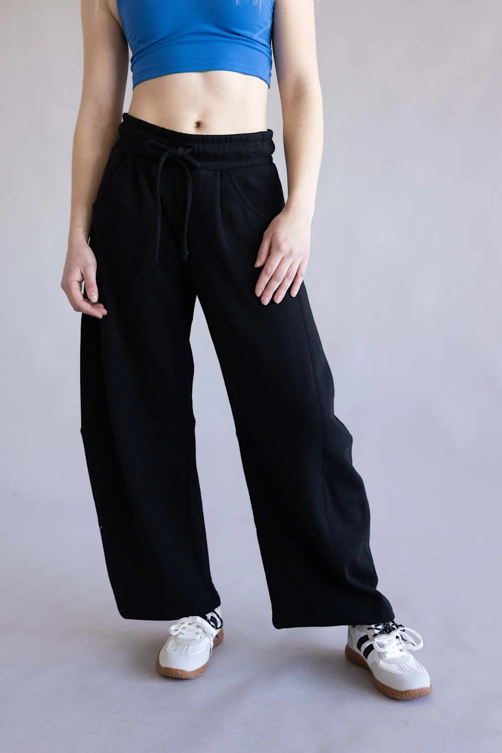 Baggy Barrel Fleece Sweatpants for Women in Black | PA2200-BLACK - Image 4