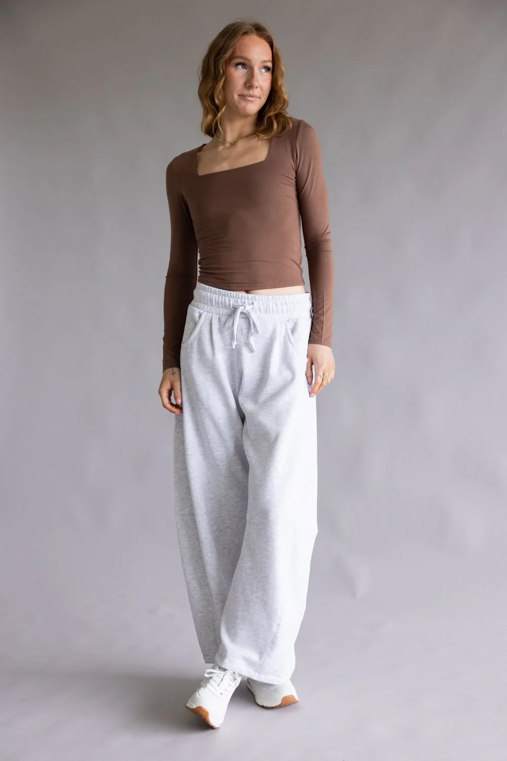 Baggy Barrel Fleece Sweatpants for Women in Ice Grey | PA2200-ICEGREY - Image 2