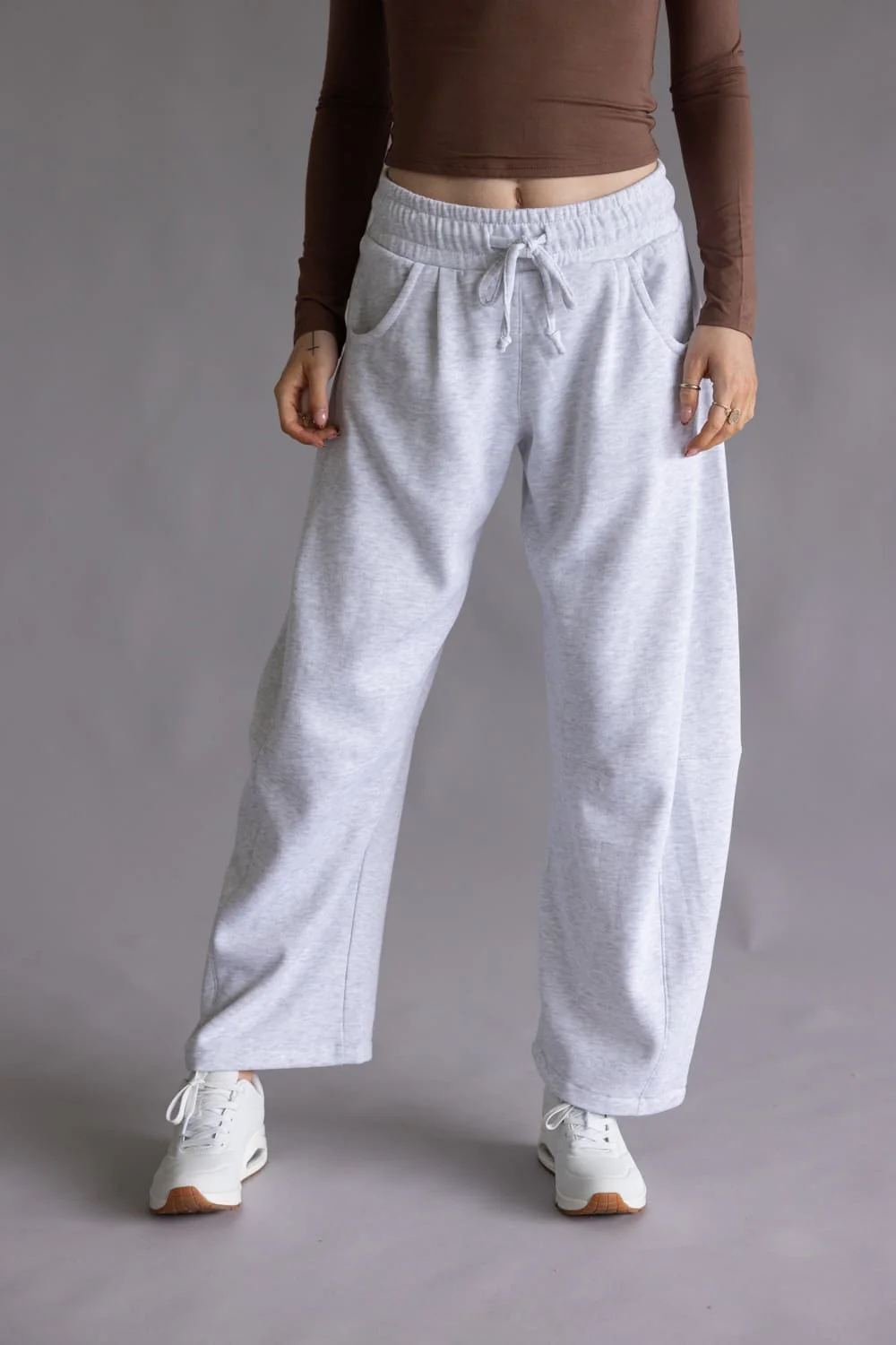 Baggy Barrel Fleece Sweatpants for Women in Ice Grey | PA2200-ICEGREY - Image 3