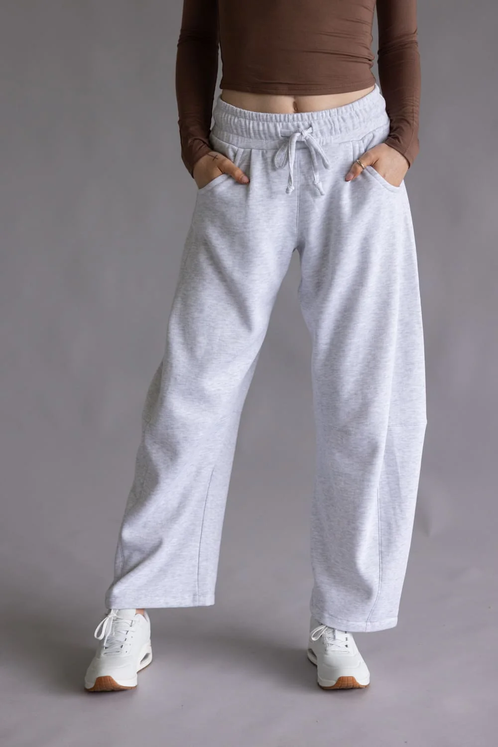 Baggy Barrel Fleece Sweatpants for Women in Ice Grey | PA2200-ICEGREY - Image 4