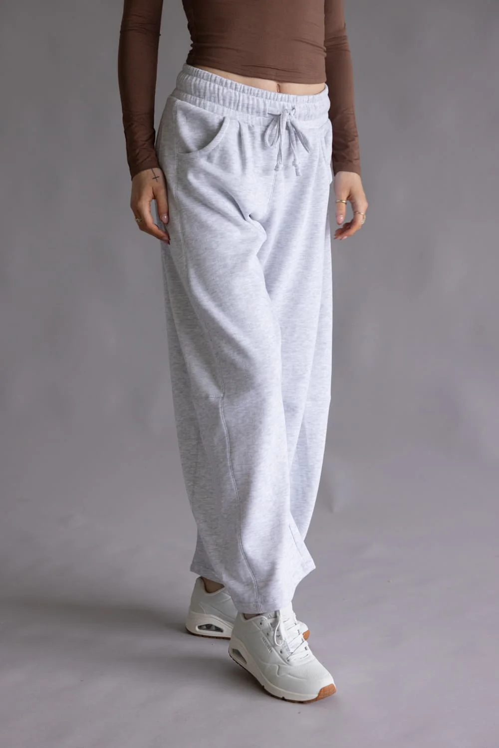Baggy Barrel Fleece Sweatpants for Women in Ice Grey | PA2200-ICEGREY - Image 5