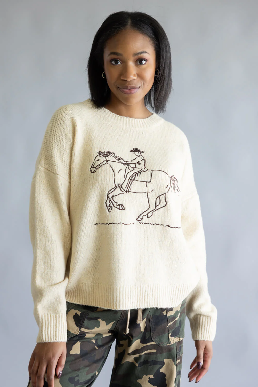 Bailey Rose Cowboy Stitch Sweater for Women in Butter | BRW0280-42-BUTTER - Image 3