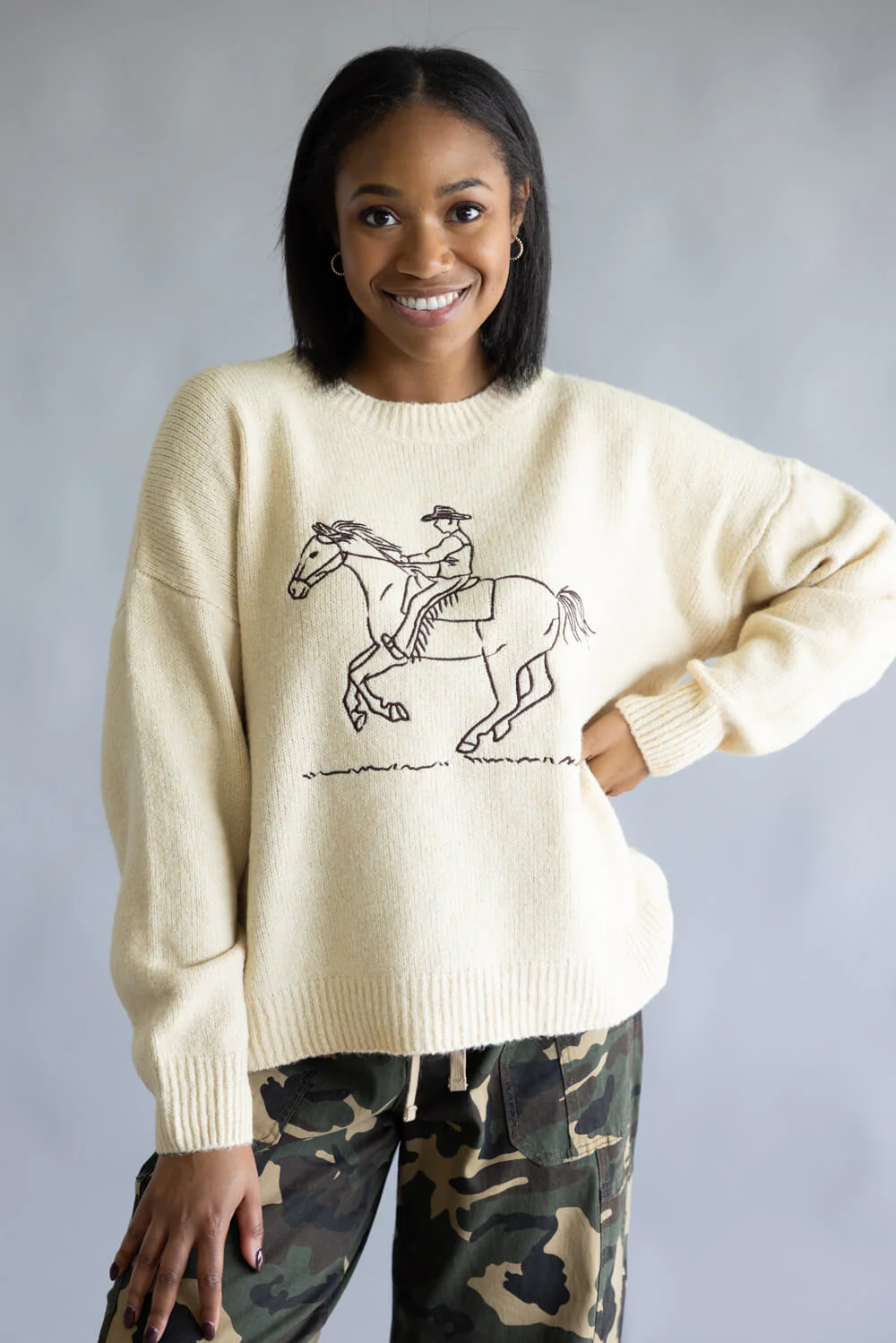 Bailey Rose Cowboy Stitch Sweater for Women in Butter | BRW0280-42-BUTTER - Image 4