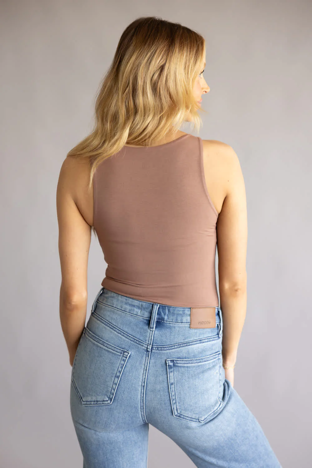 Be Cool Seamless Double Layer Knit Tank Top for Women in Chocolate Milk | 18783-CHOCOLATEMILK - Image 3