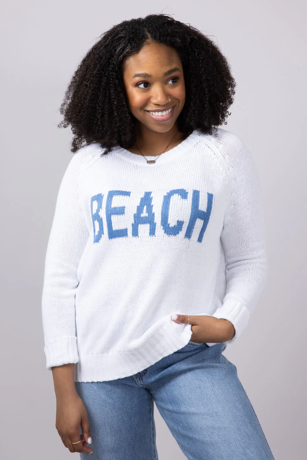 Beach Crewneck Sweater for Women - Image 2