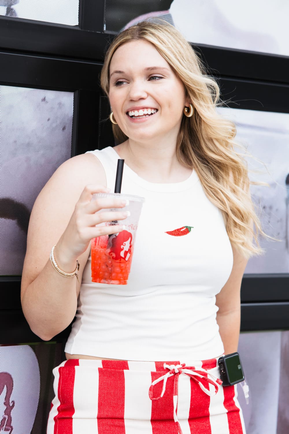 Beaded Chili Pepper Tank Top for Women in White | PST1592-OFFWHITE - Image 5