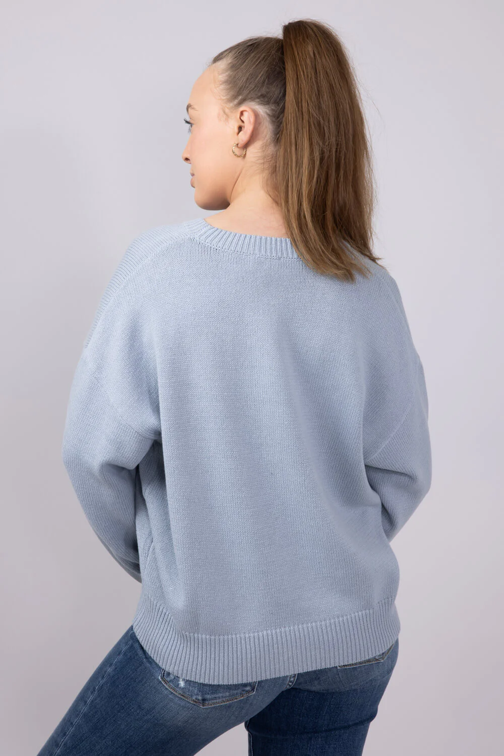 Bear Cherry Crewneck Sweater for Women in Light Blue | IWT5160-1-LTBLUE - Image 2