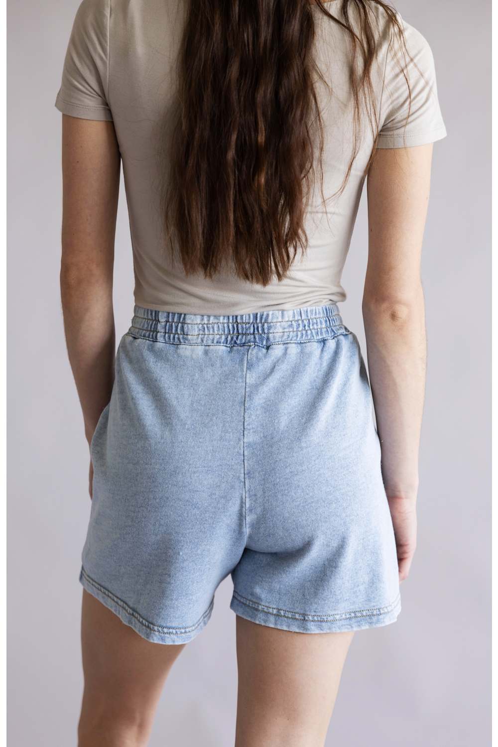 Be Cool Washed Lounge Shorts for Women in Light Denim | 42695-LIGHTDENIM - Image 2