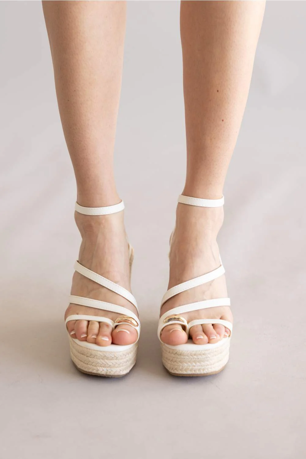 Berness Ralphine Toe Ring Espadrille Wedges for Women in White | RALPHINE-WHITE - Image 3