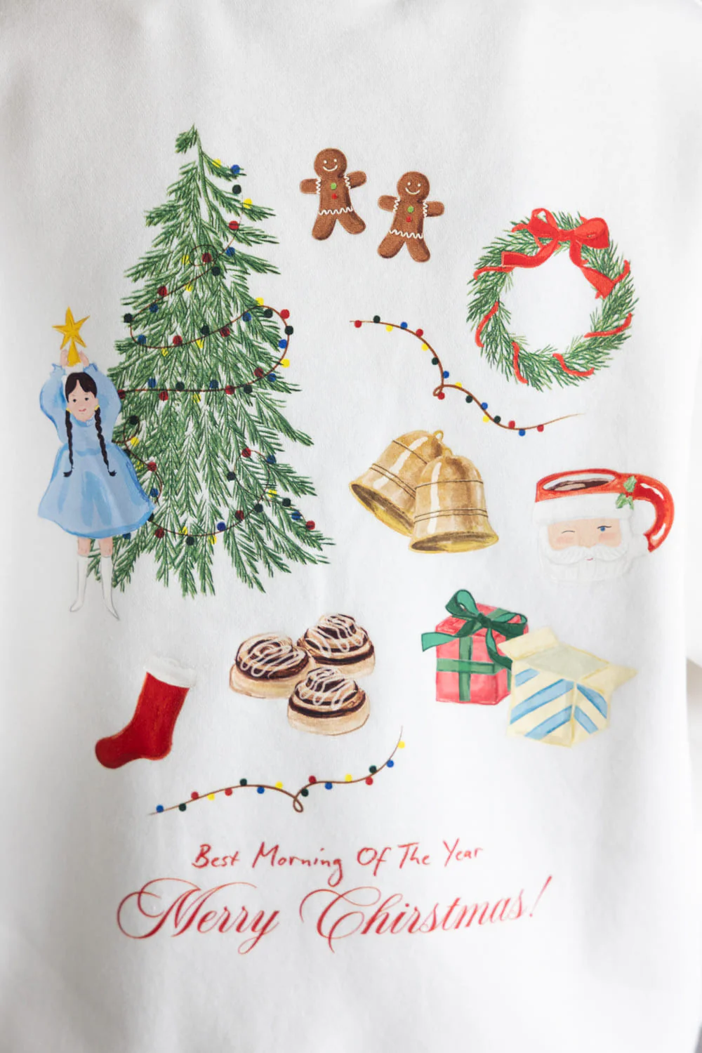 Best Morning of the Year Christmas Fleece Sweatshirt for Women in White | ART0166-WHITE - Image 3