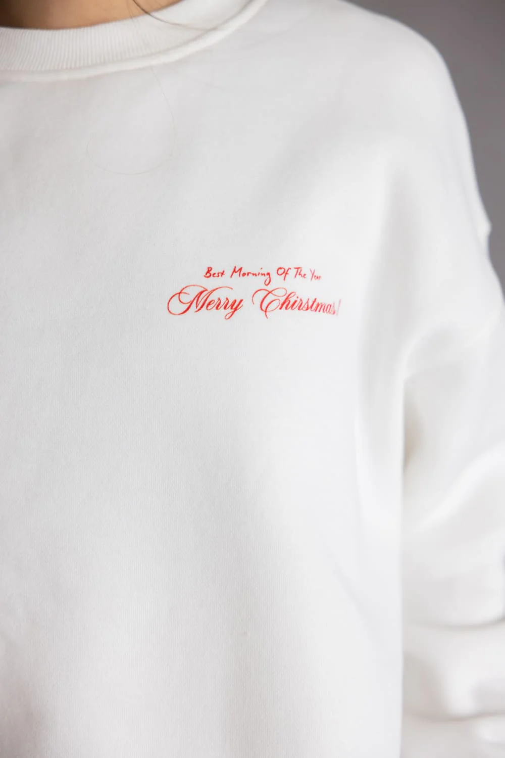 Best Morning of the Year Christmas Fleece Sweatshirt for Women in White | ART0166-WHITE - Image 4