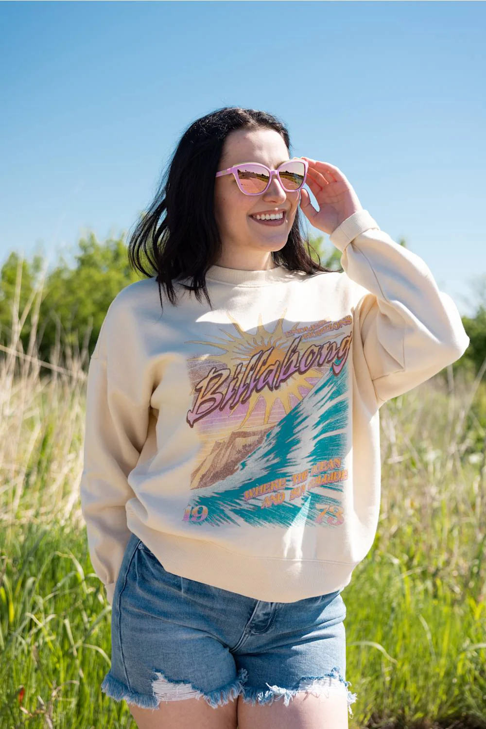 Billabong Echo Sweatshirt for Women in White Cap | BL000214W-WCP - Image 2