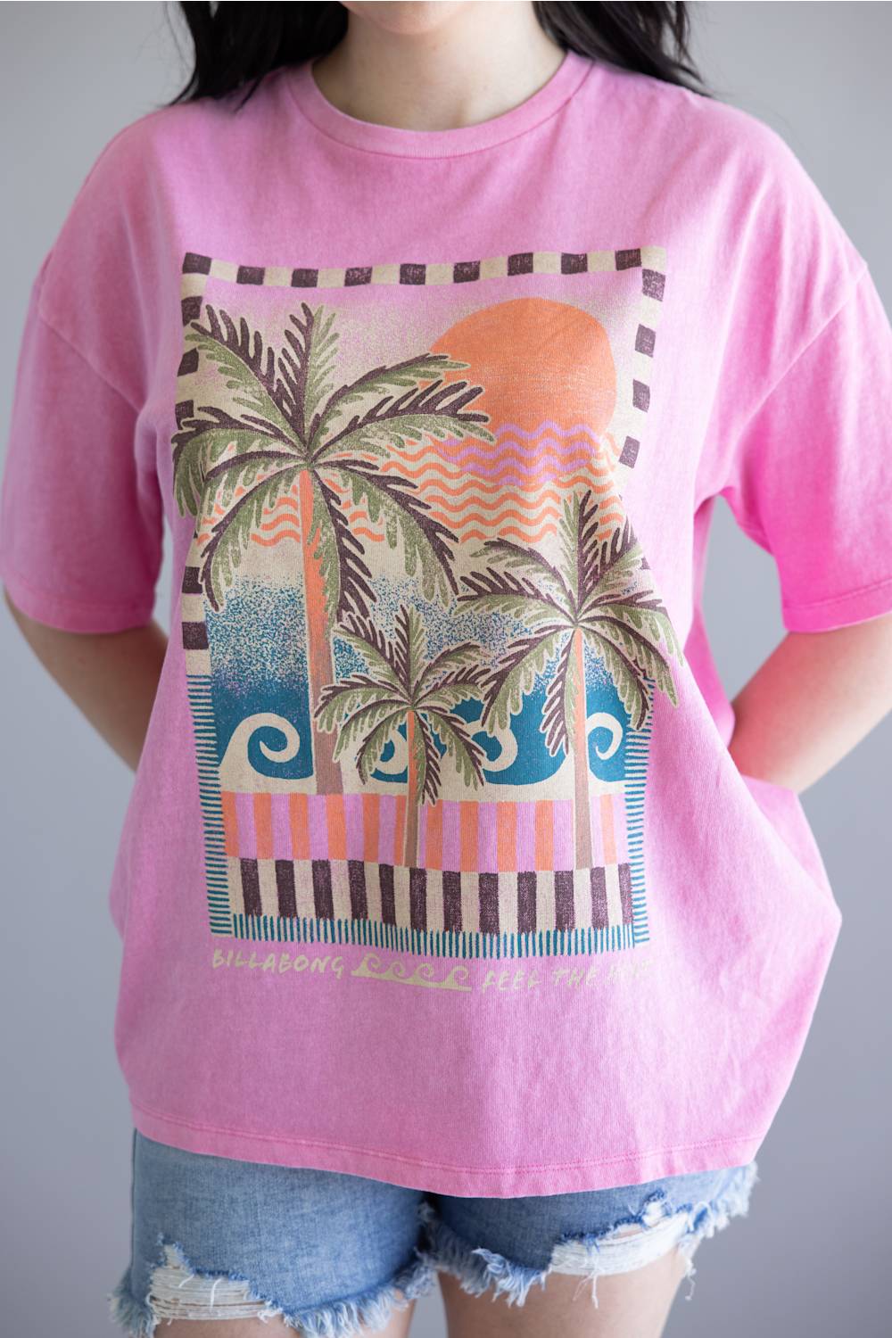 Billabong Feel The Heat Graphic T-Shirt for Women in Party Pink | BL000522W-PYP - Image 3