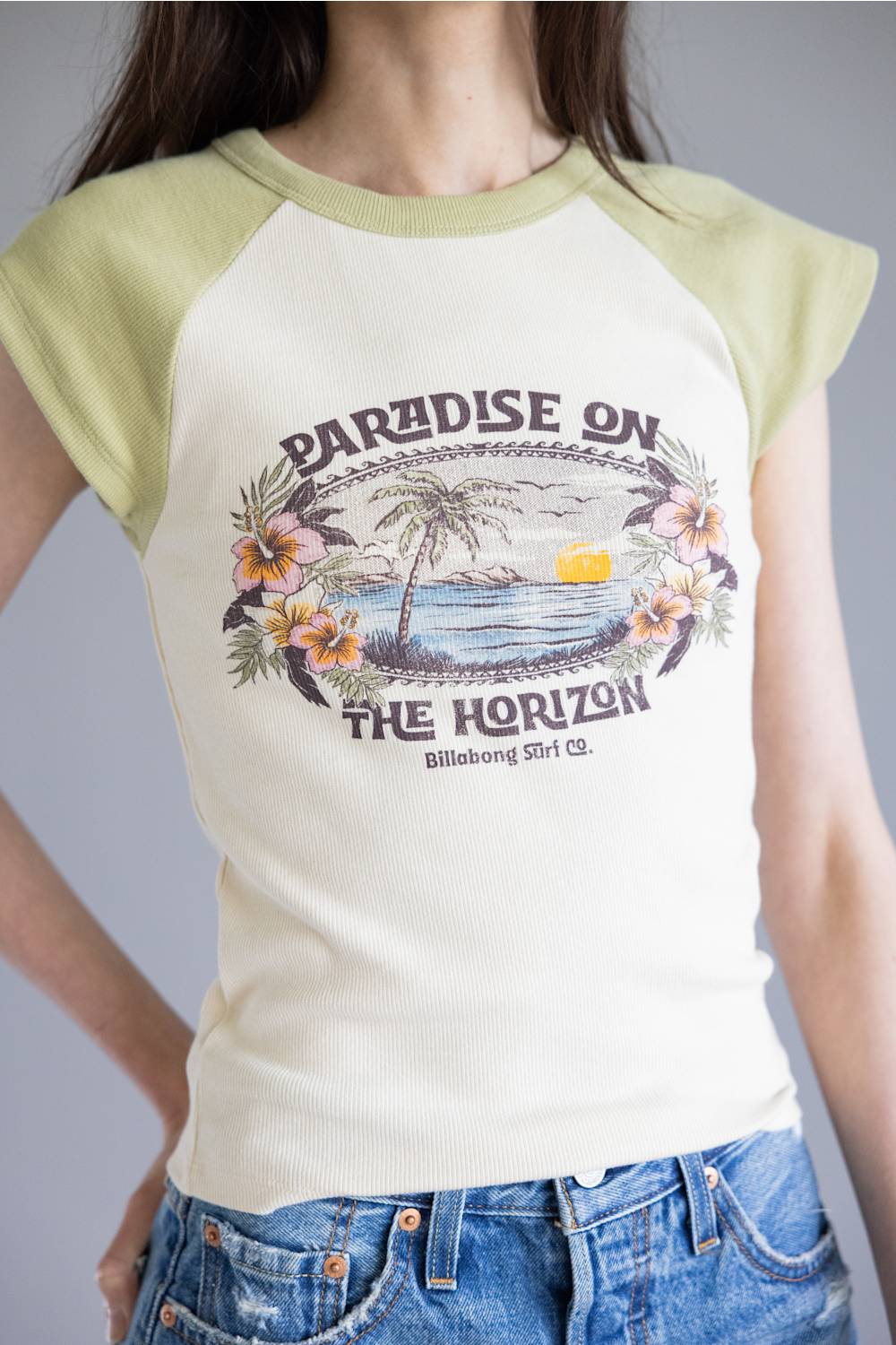 Billabong Horizon Raglan Knit T-Shirt for Women in Cactus  | BL000216W-CAC - Image 3