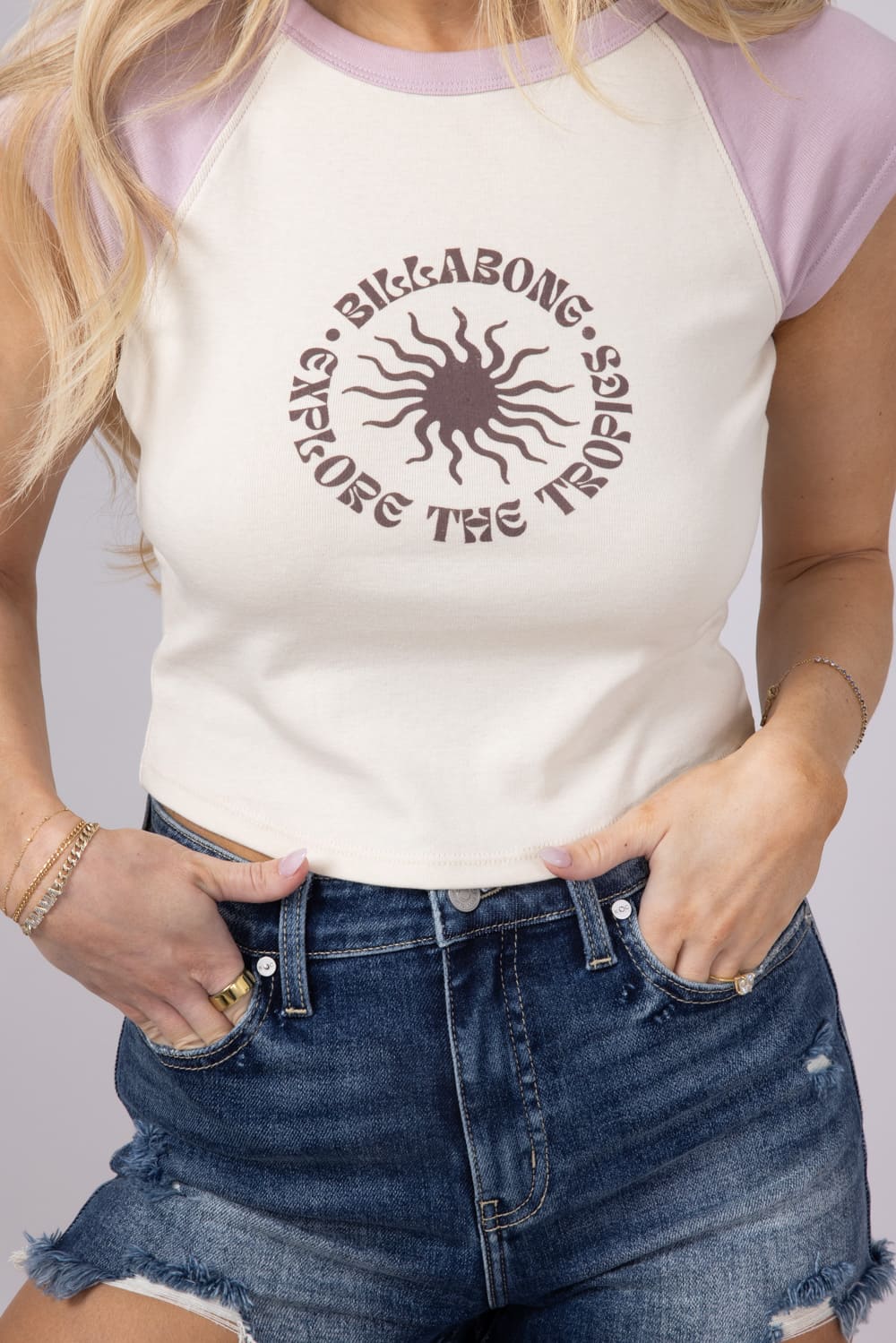 Billabong Paradise Raglan Knit T-Shirt for Women in Cream | 24B012502-HZE - Image 3