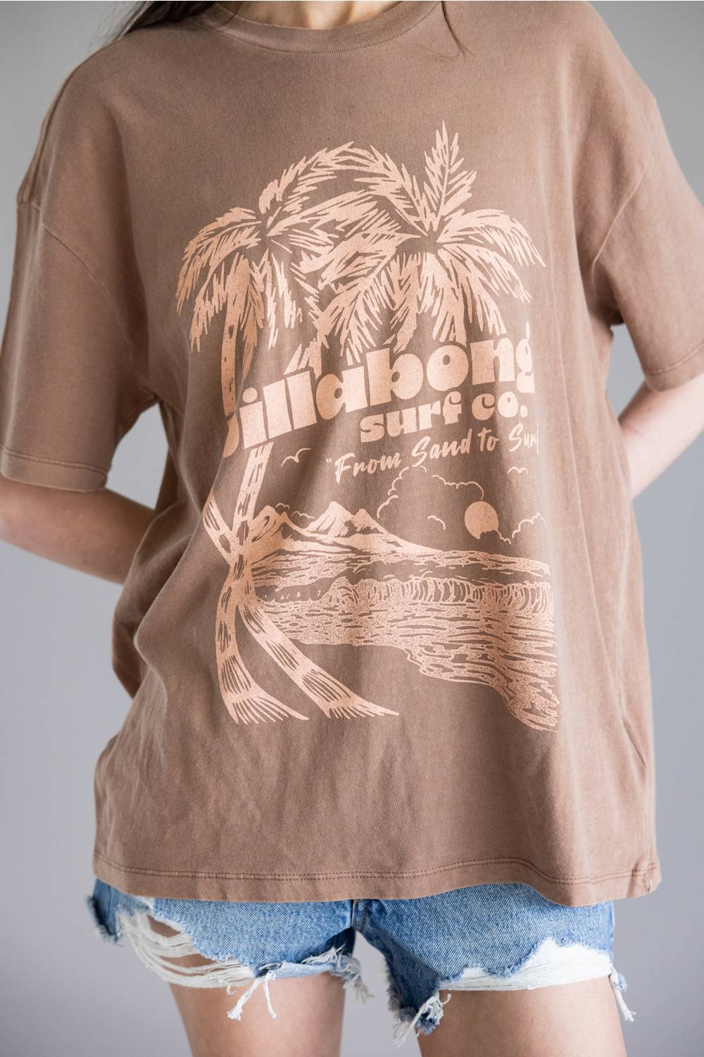Billabong Sand to Surf T-Shirt for Women in Brown Stone  | BL000517W-BRST - Image 2