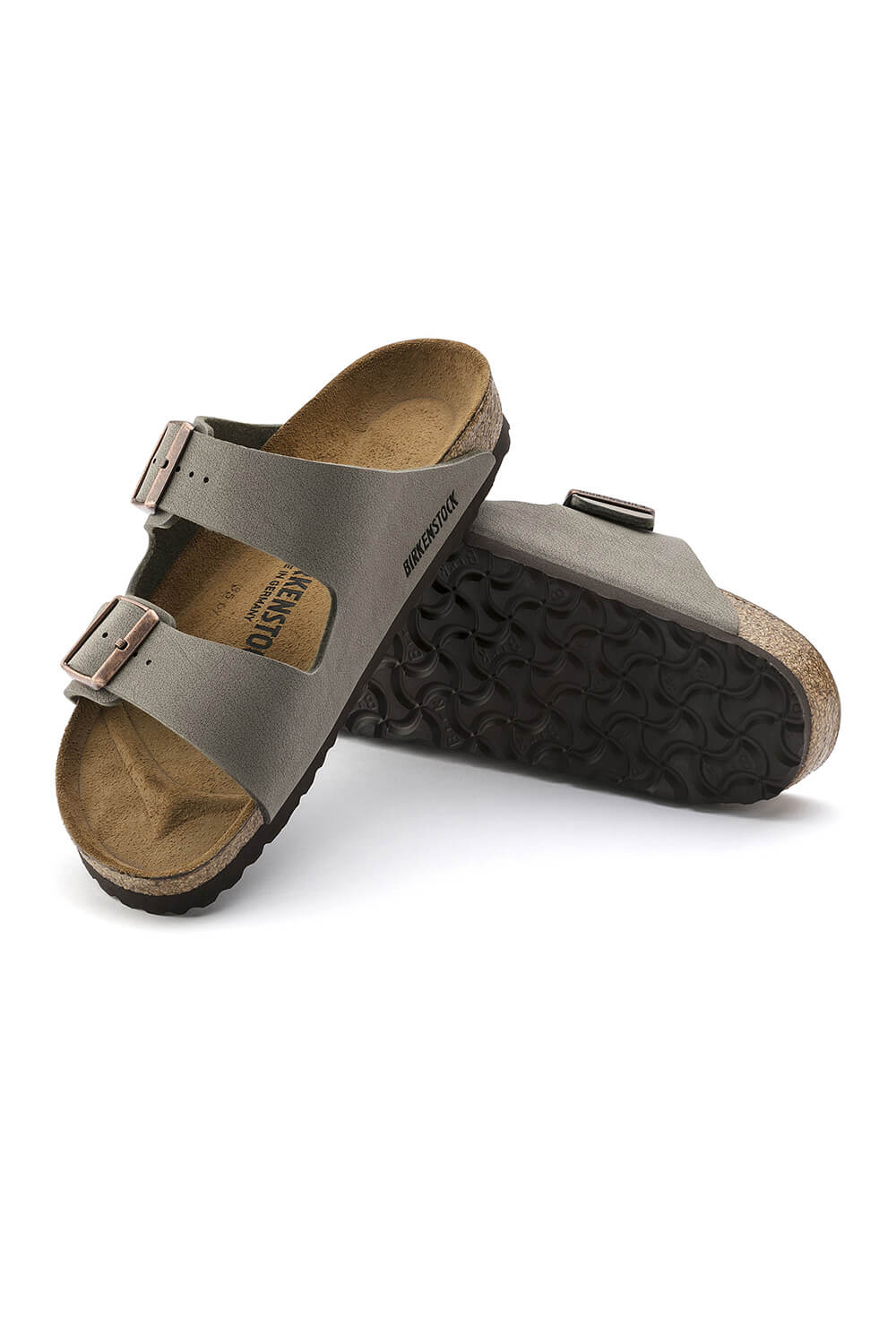 Birkenstock Arizona Birkibuc Sandals for Men in Stone | 151211-M - Image 3