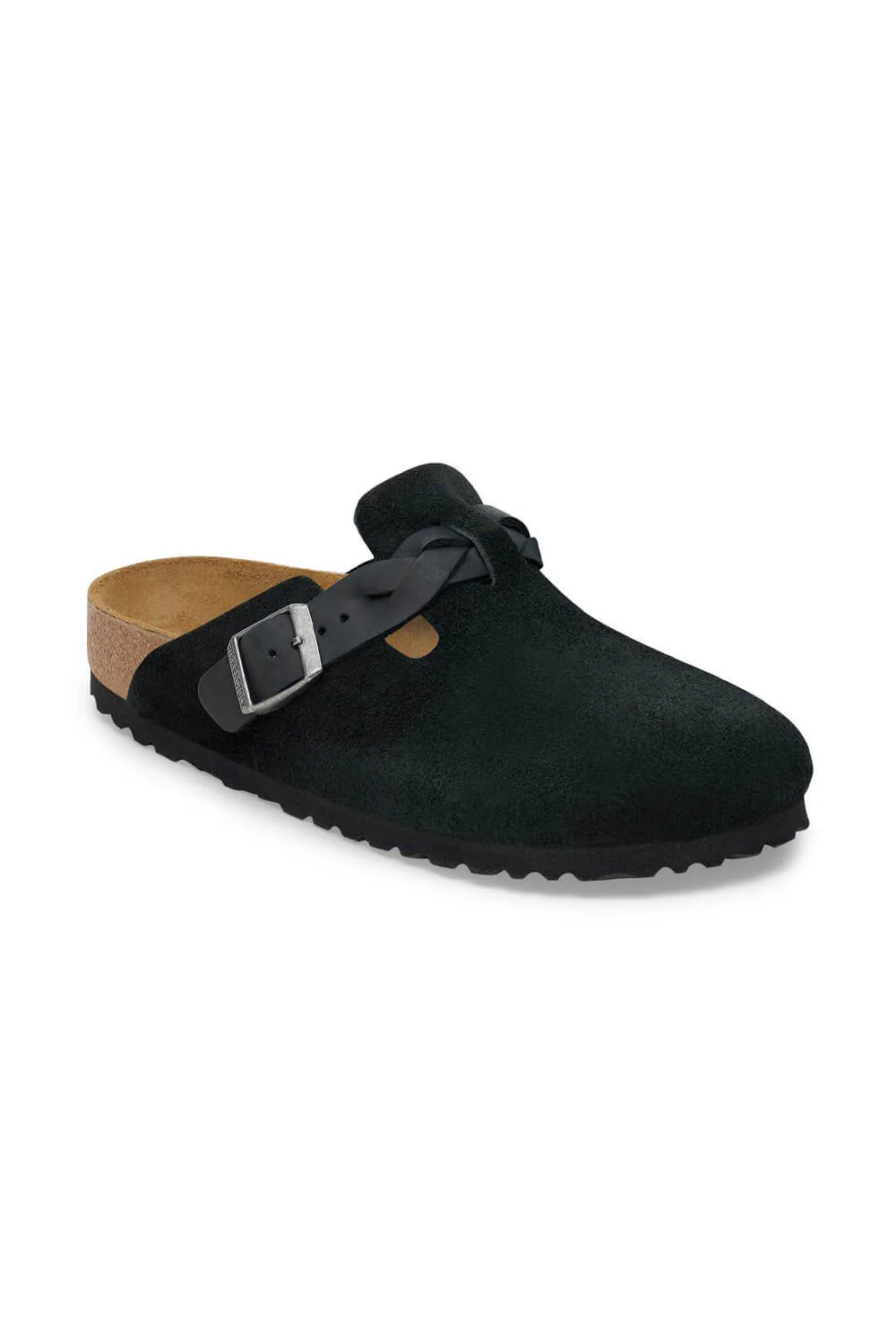 Birkenstock Boston Braided Suede Leather Clogs for Women in Black | 1030497 - Image 3
