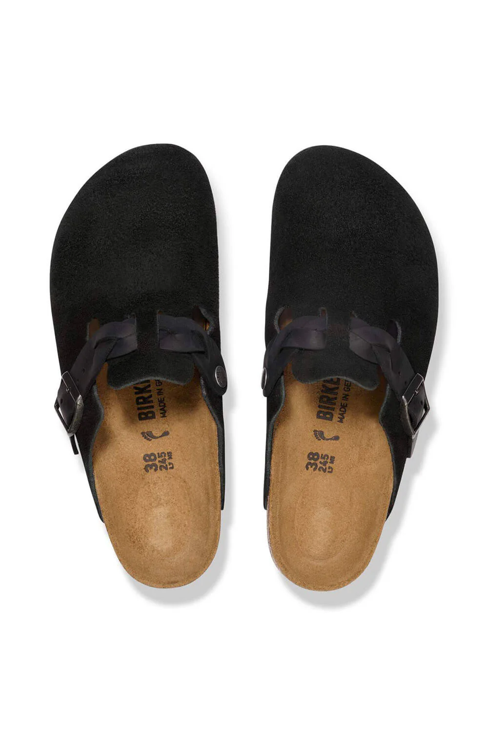 Birkenstock Boston Braided Suede Leather Clogs for Women in Black | 1030497 - Image 6
